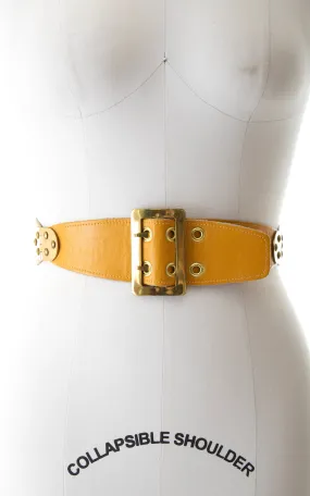 1950s Mustard Leather & Hinge Cinch Belt | small/medium