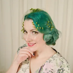1960s Green Bow Veil Whimsy