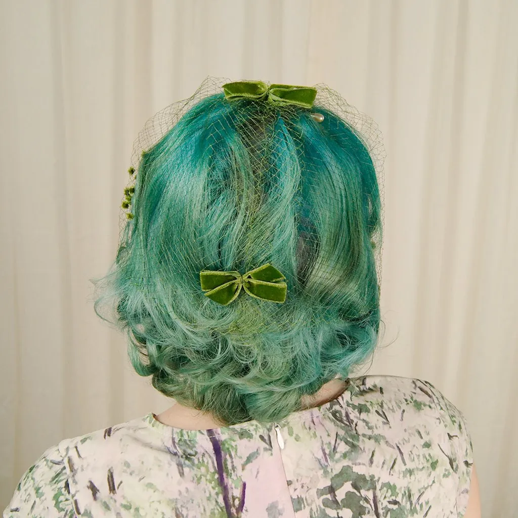 1960s Green Bow Veil Whimsy