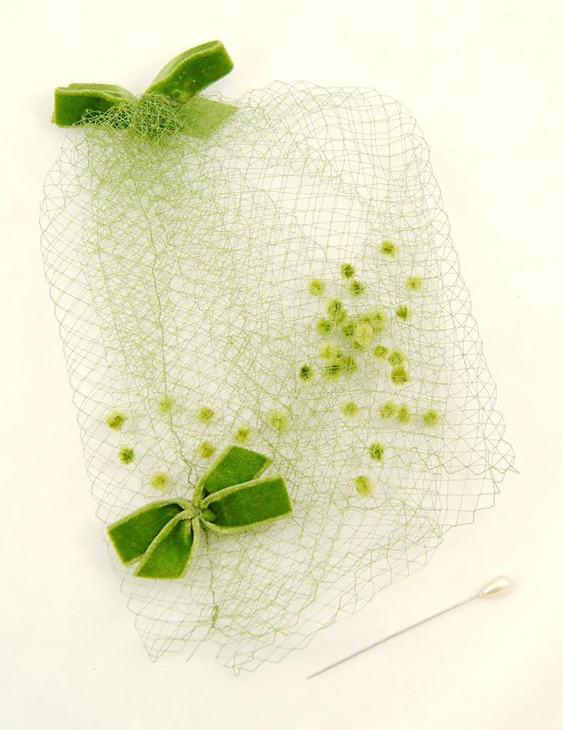 1960s Green Bow Veil Whimsy