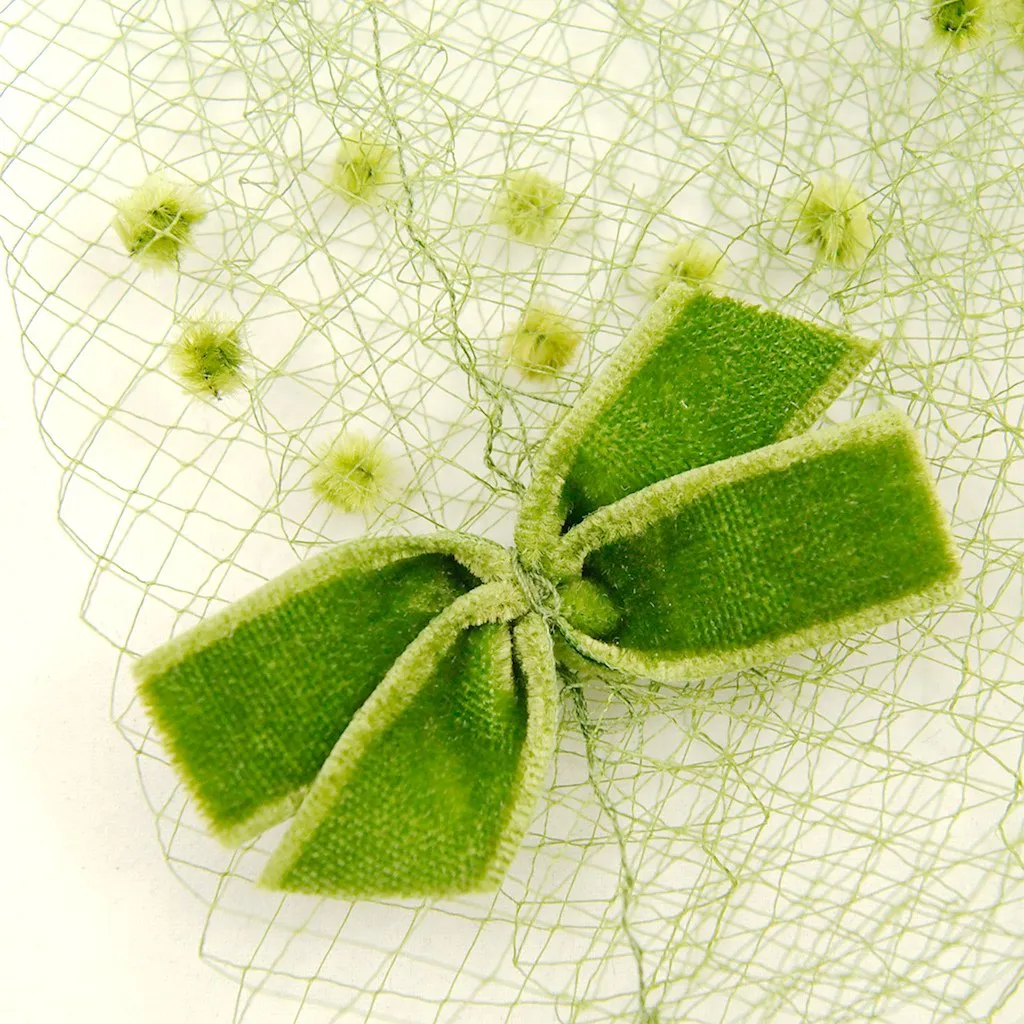 1960s Green Bow Veil Whimsy