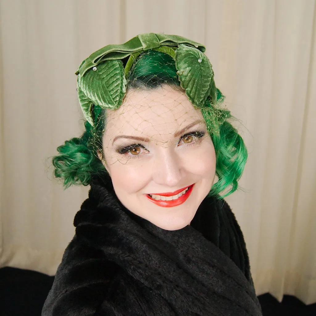 1960s Velvet Leaf Crescent Hat