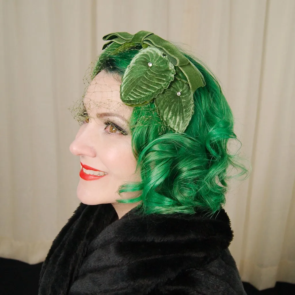 1960s Velvet Leaf Crescent Hat