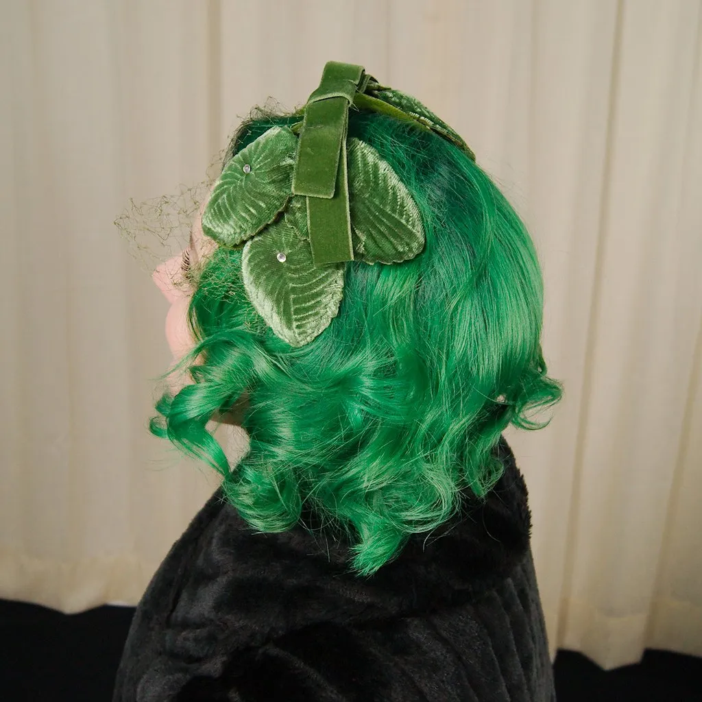 1960s Velvet Leaf Crescent Hat