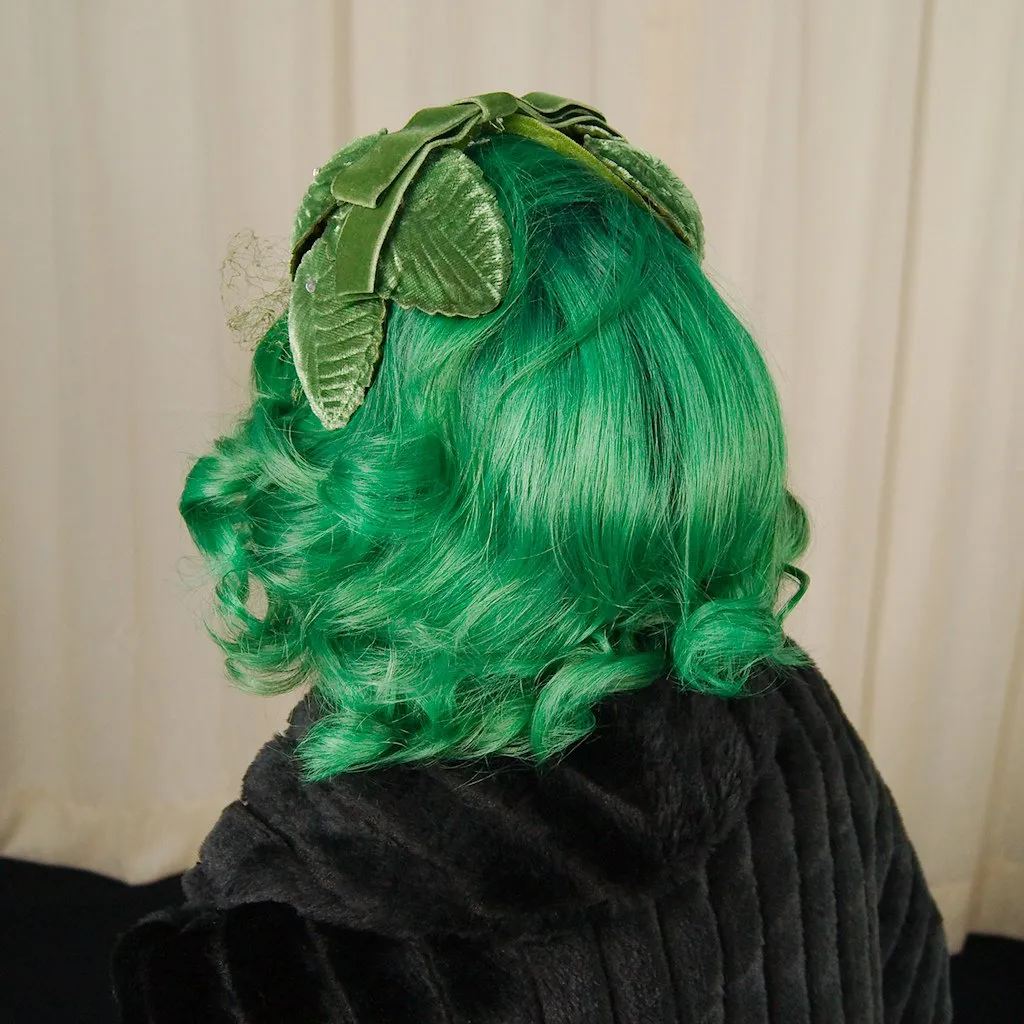 1960s Velvet Leaf Crescent Hat