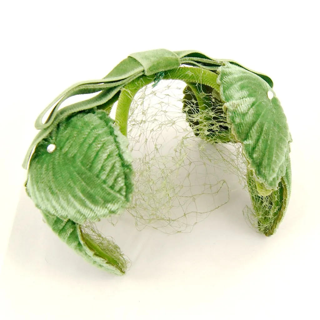 1960s Velvet Leaf Crescent Hat