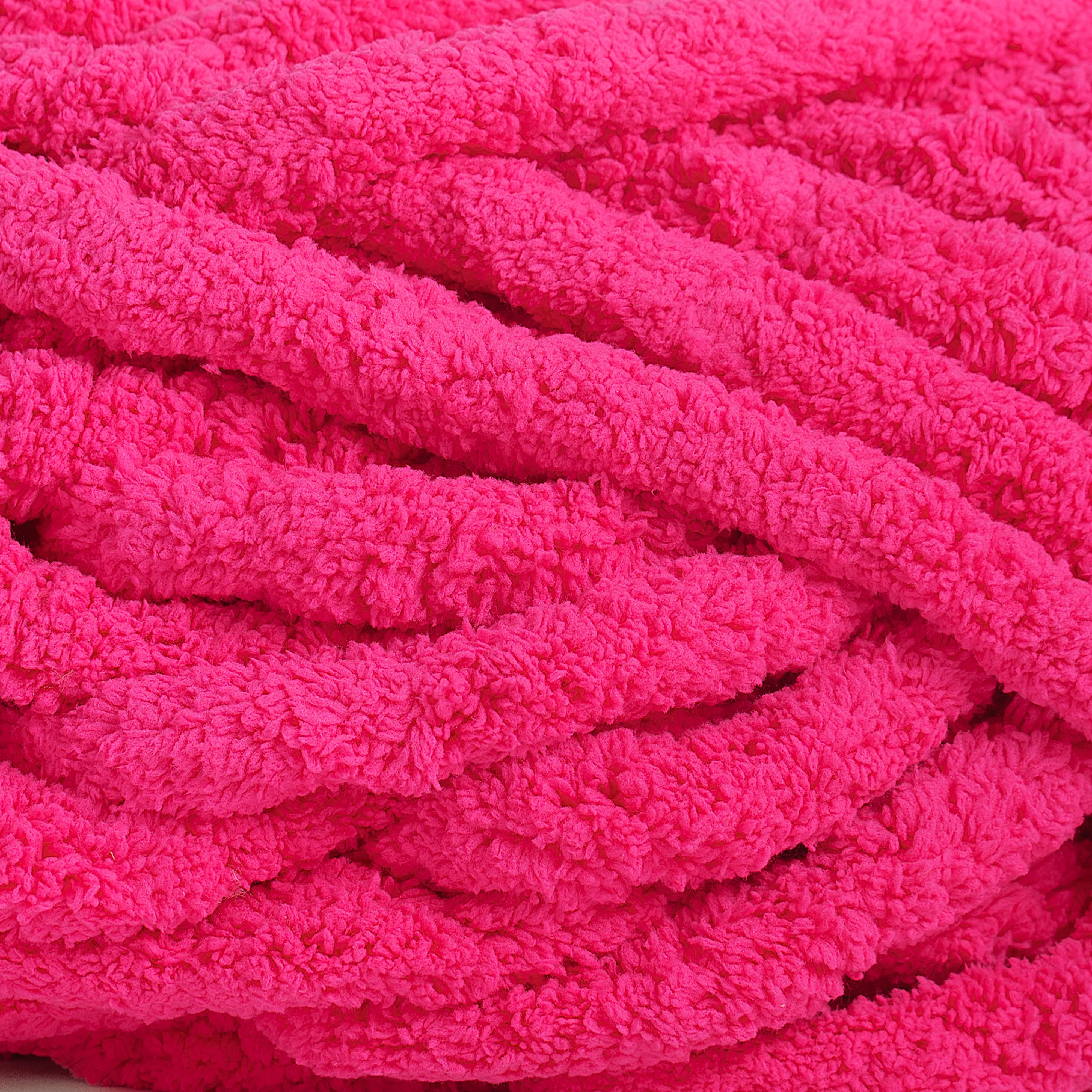 20mm Chunky Chenille Yarn - Hot Pink Color