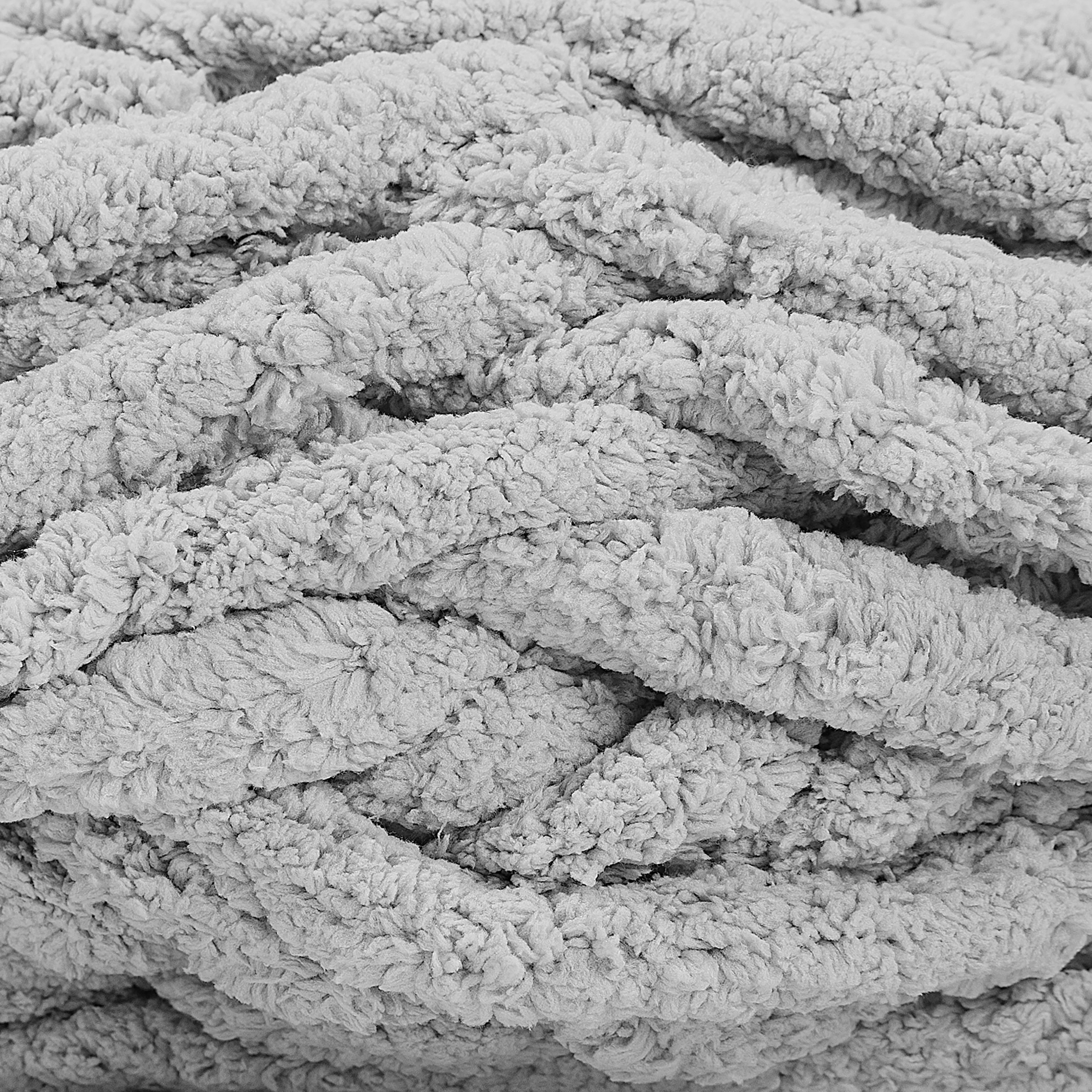 20mm Chunky Chenille Yarn - Soft Gray Color
