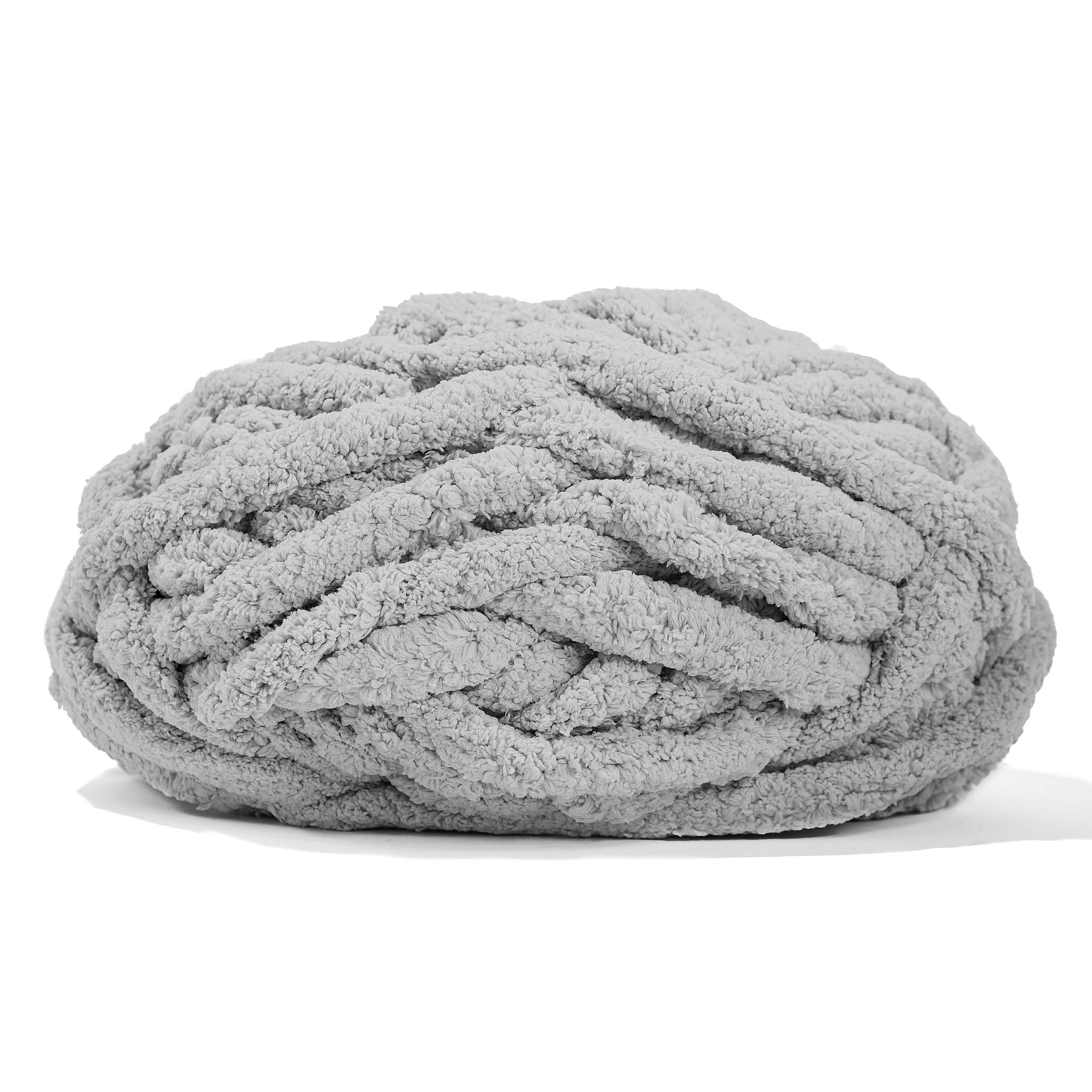 20mm Chunky Chenille Yarn - Soft Gray Color