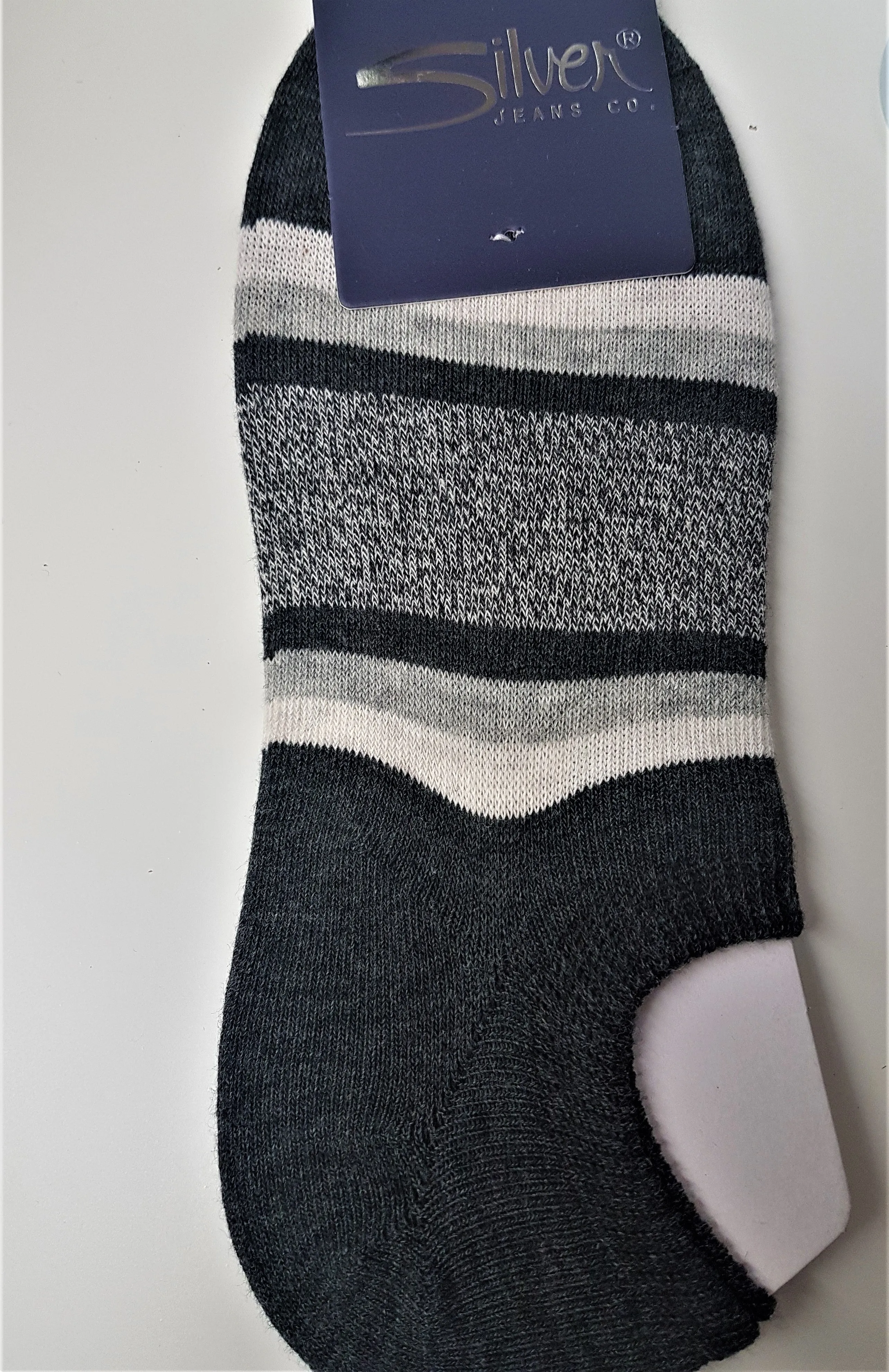 65% Cotton Invisible Liner Ankle Socks- by Silver Jeans Co.