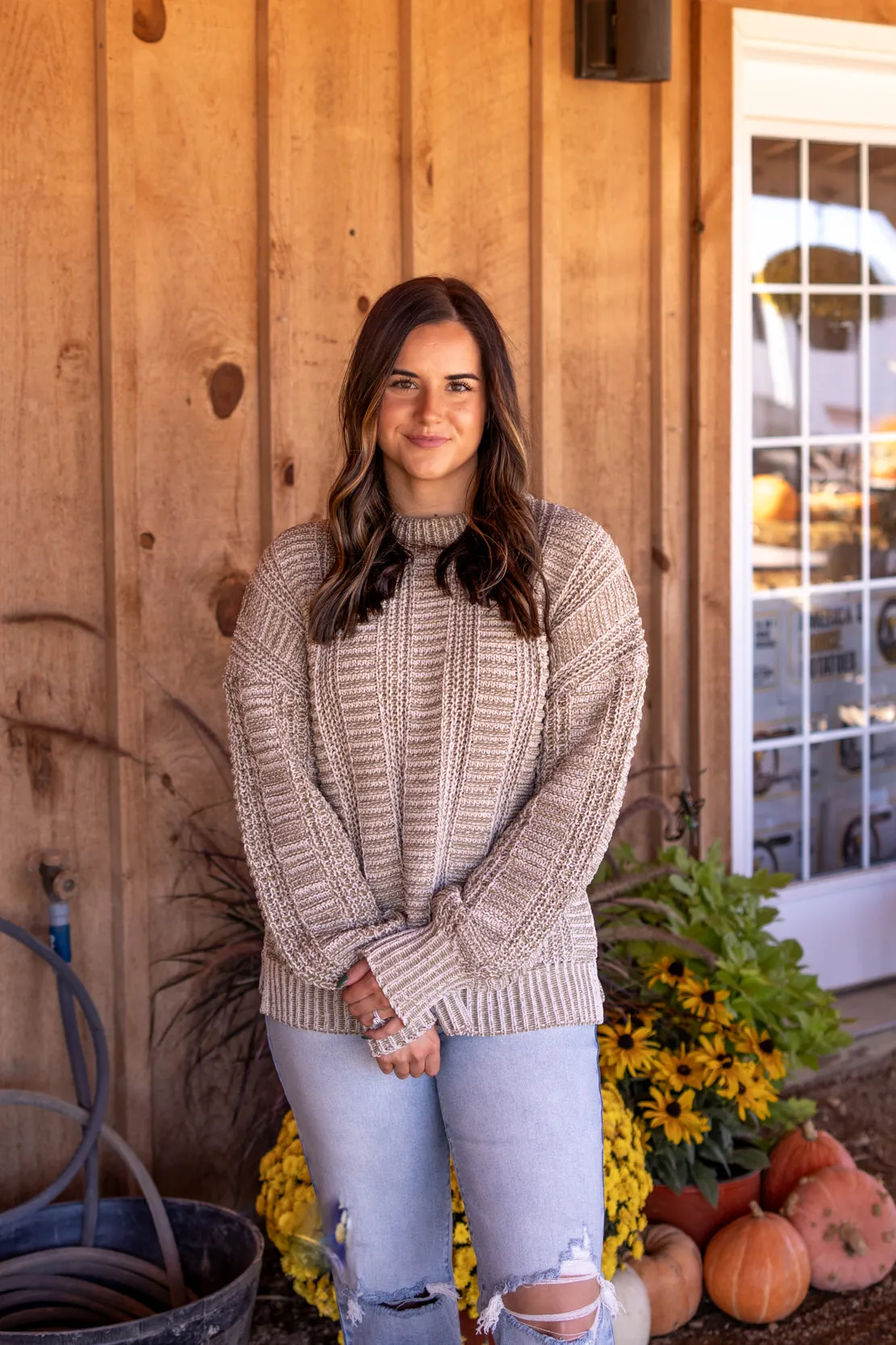 Abbie Two Tone Sweater | Olive