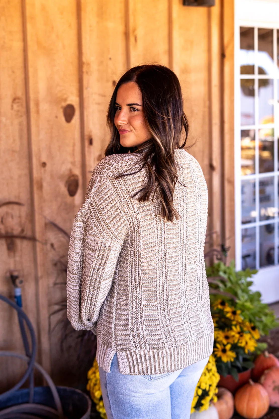Abbie Two Tone Sweater | Olive