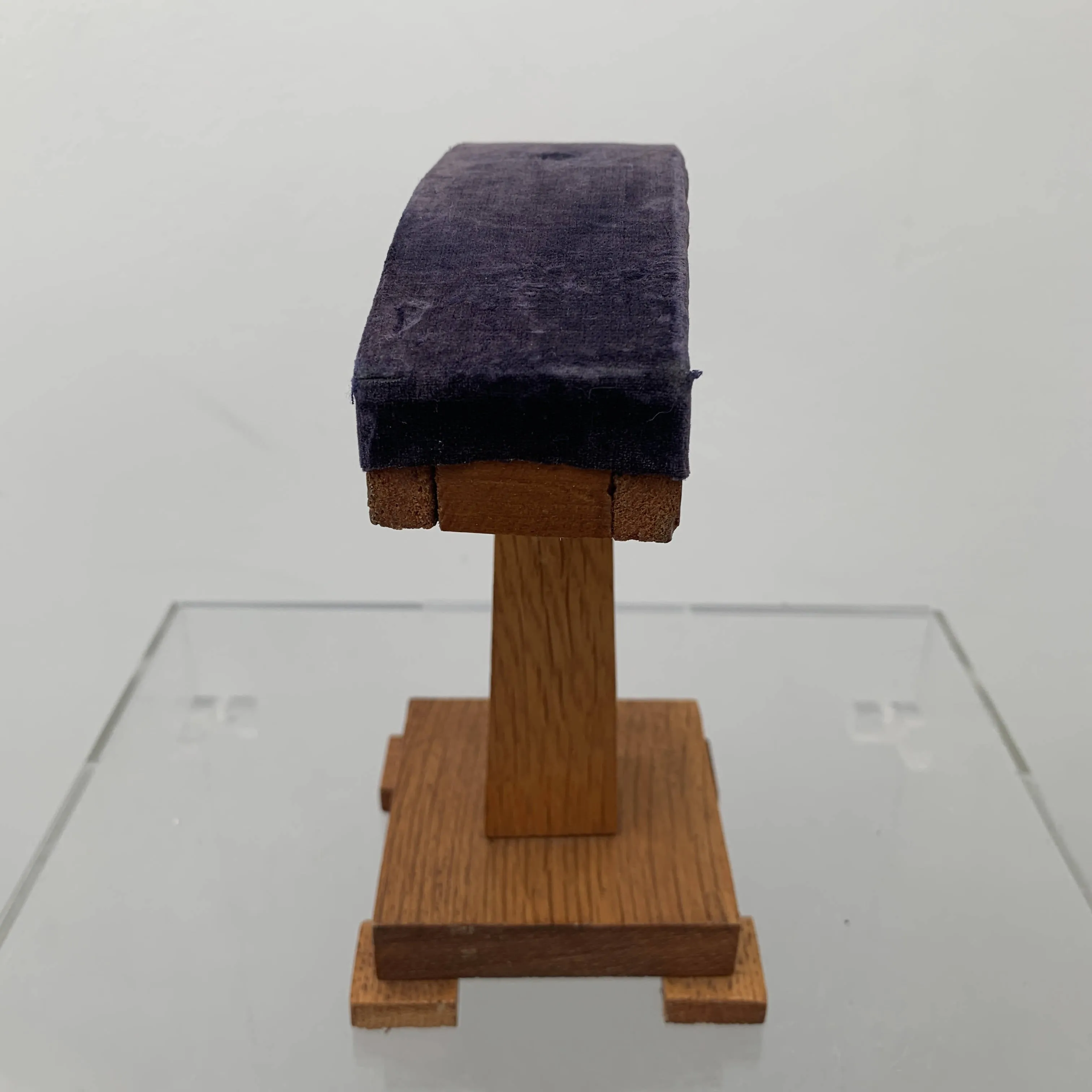 Antique rectangle velvet covered hat stand