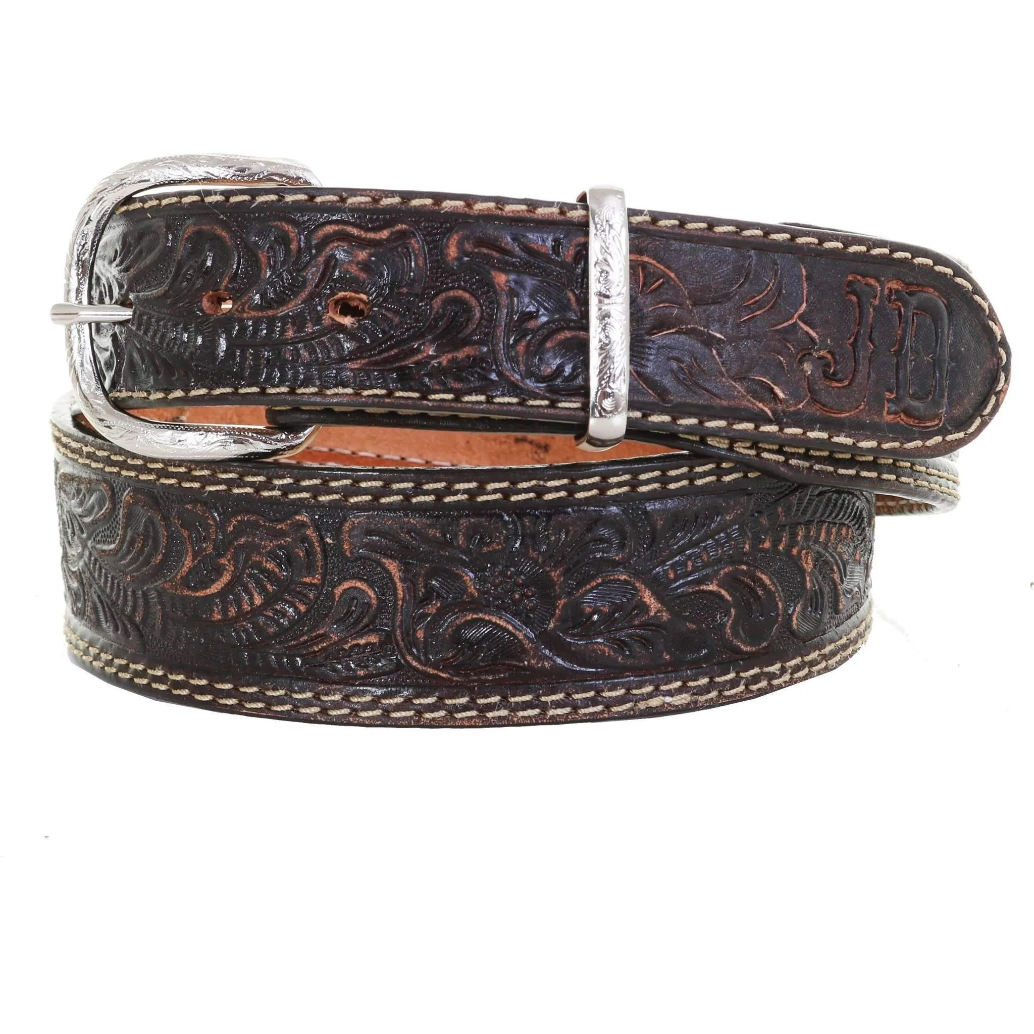 B1064 - Brown Vintage Tooled Belt