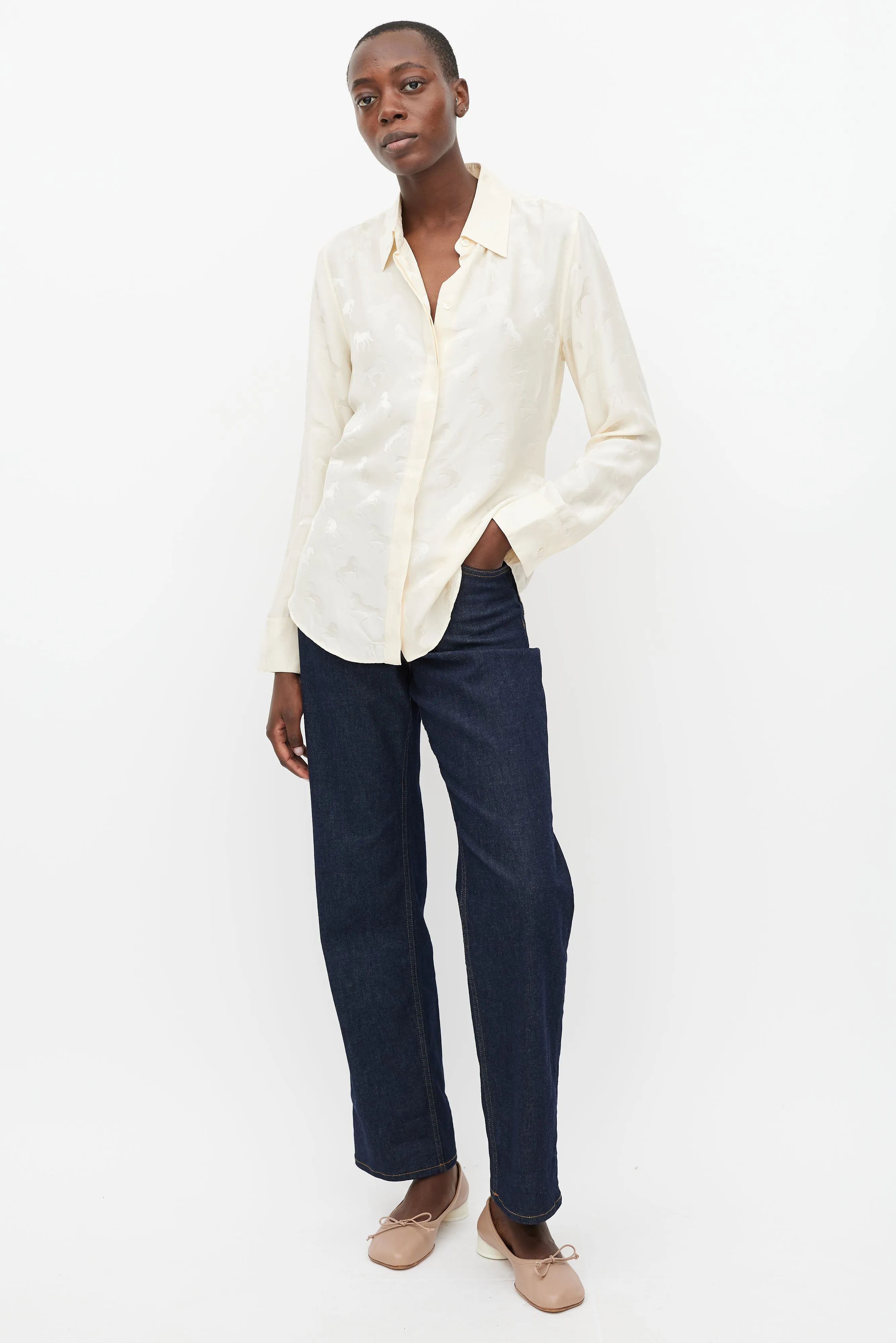 Beige Patterned Shirt