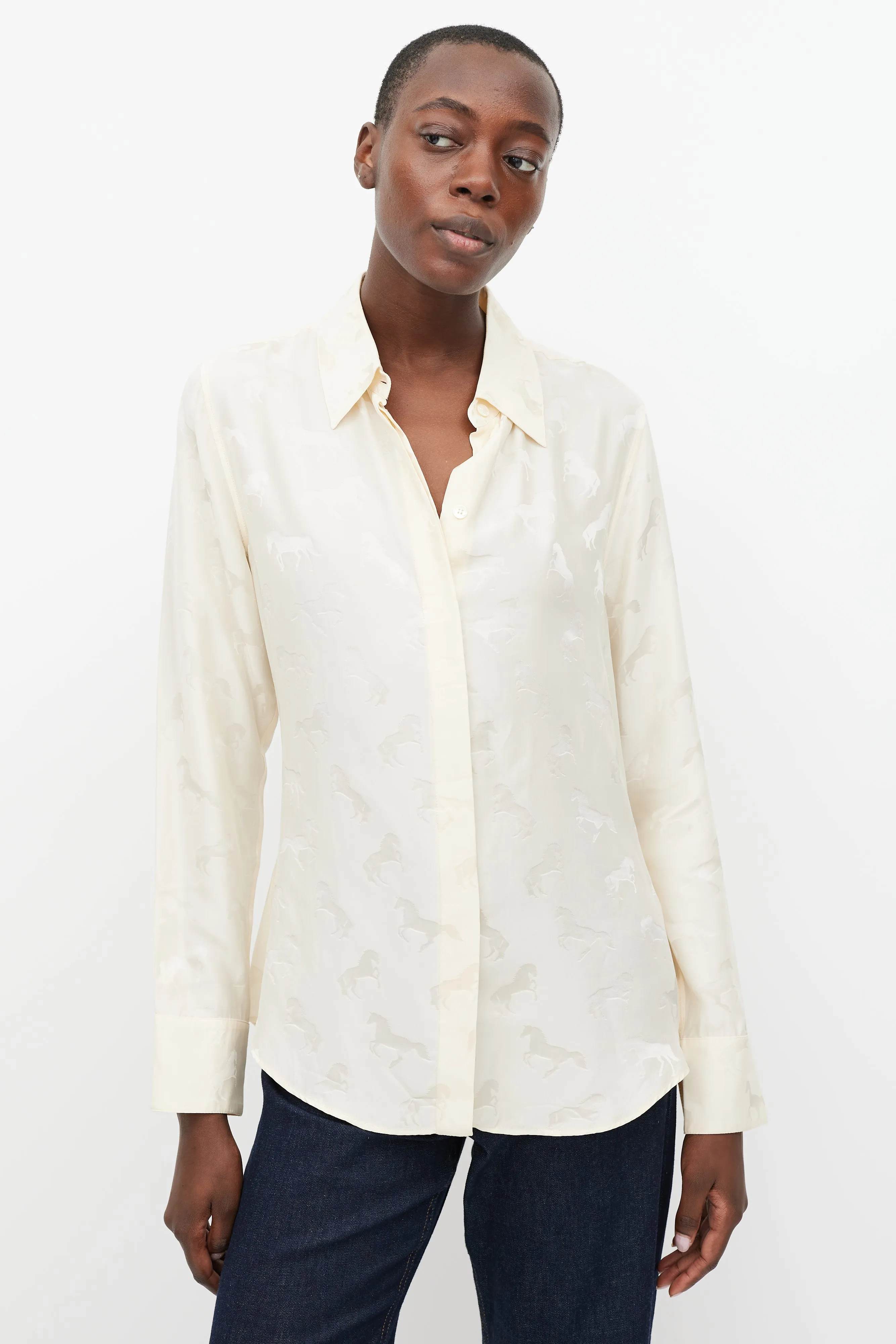 Beige Patterned Shirt