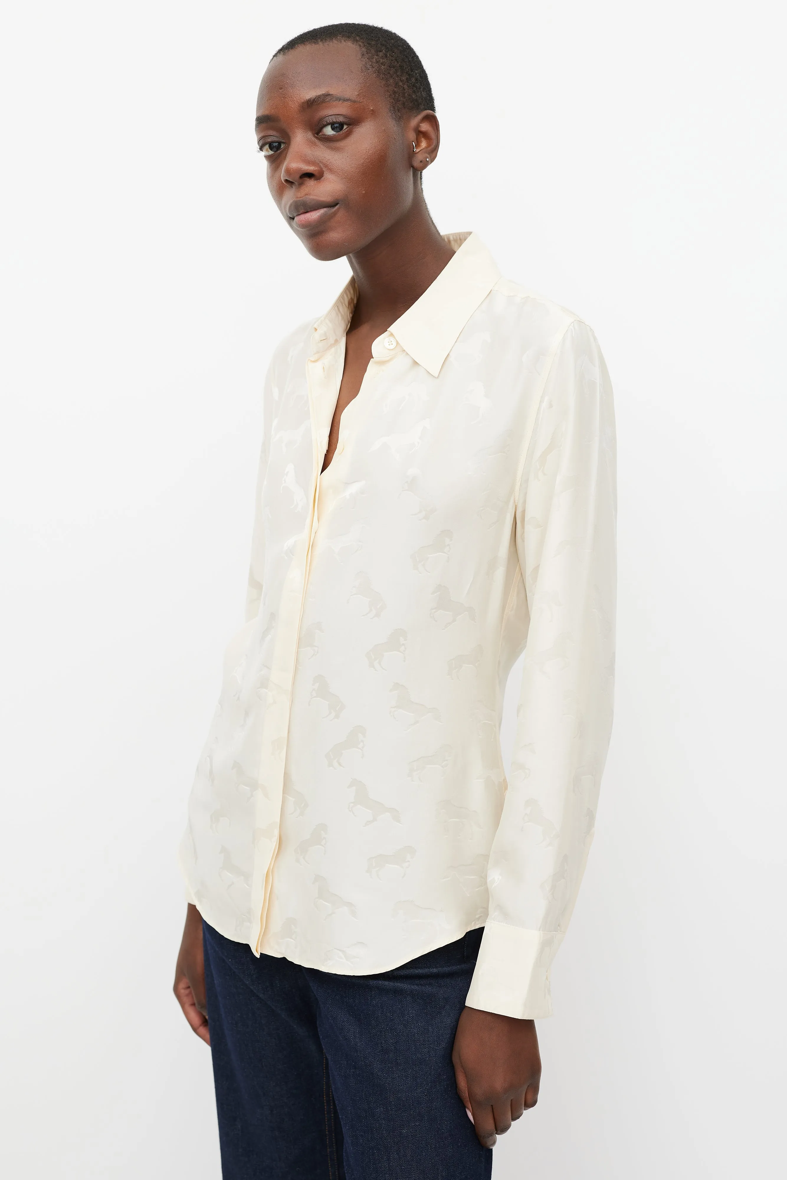 Beige Patterned Shirt