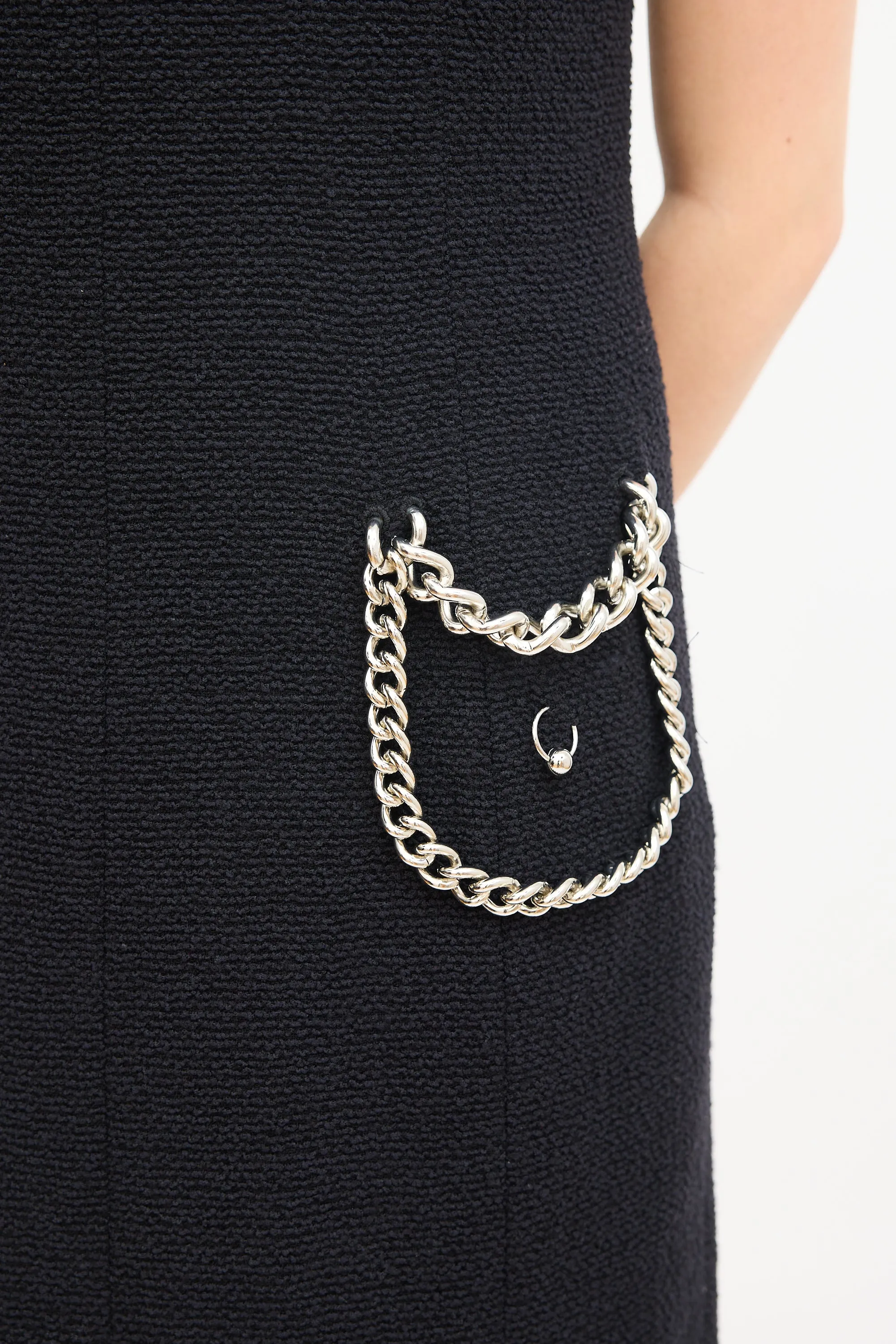 Black Bouclé Chunky Chain Dress
