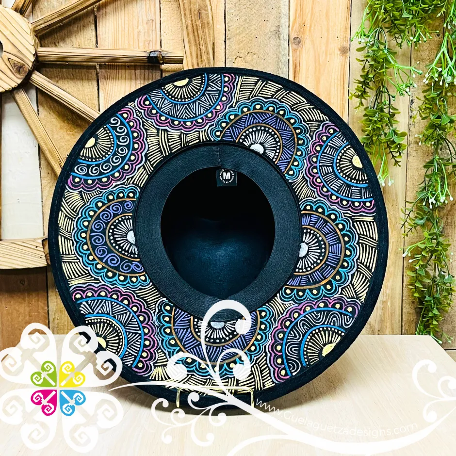 Black Corazon Mitla Velvet Hat - Peek-a-Boo Hand Painted Hat