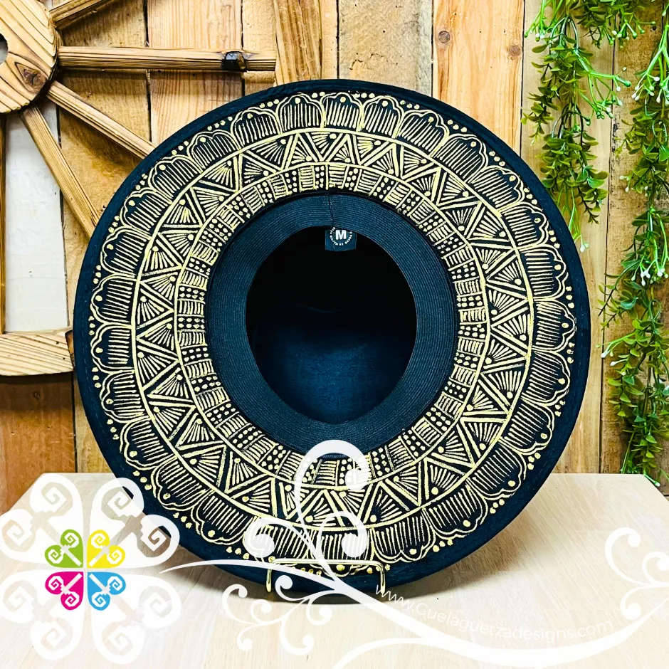 Black Corazon Mitla Velvet Hat - Peek-a-Boo Hand Painted Hat