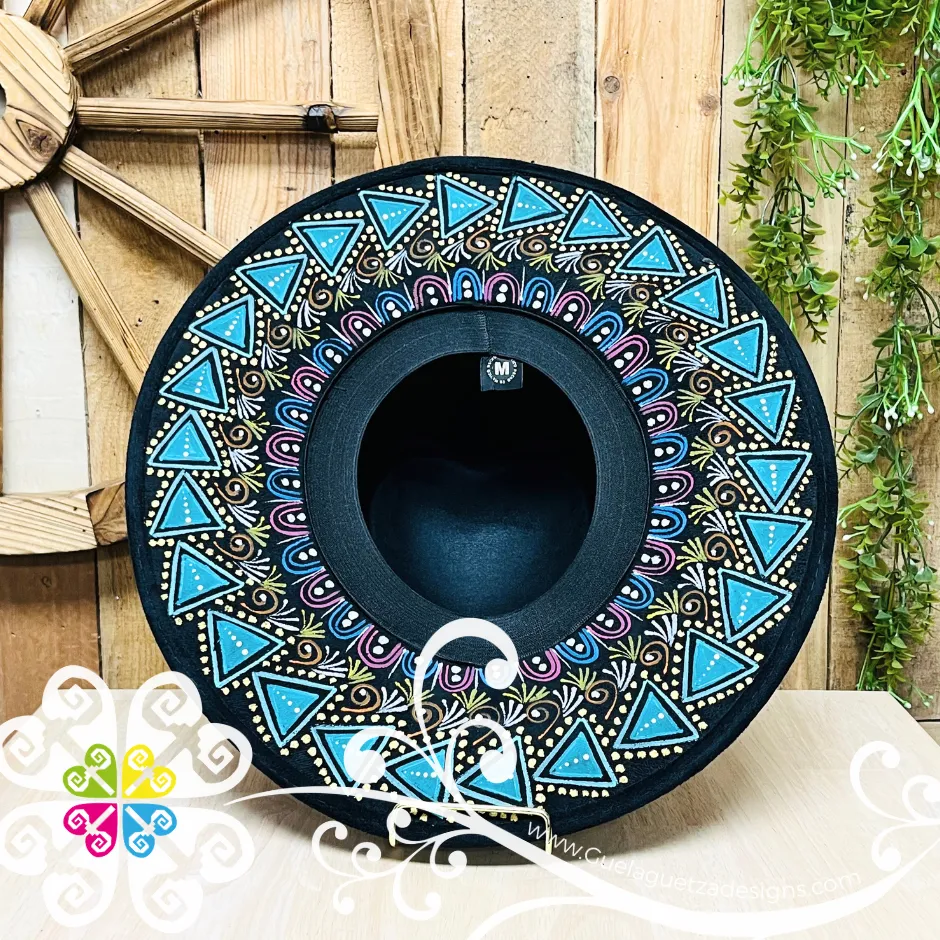 Black Corazon Mitla Velvet Hat - Peek-a-Boo Hand Painted Hat