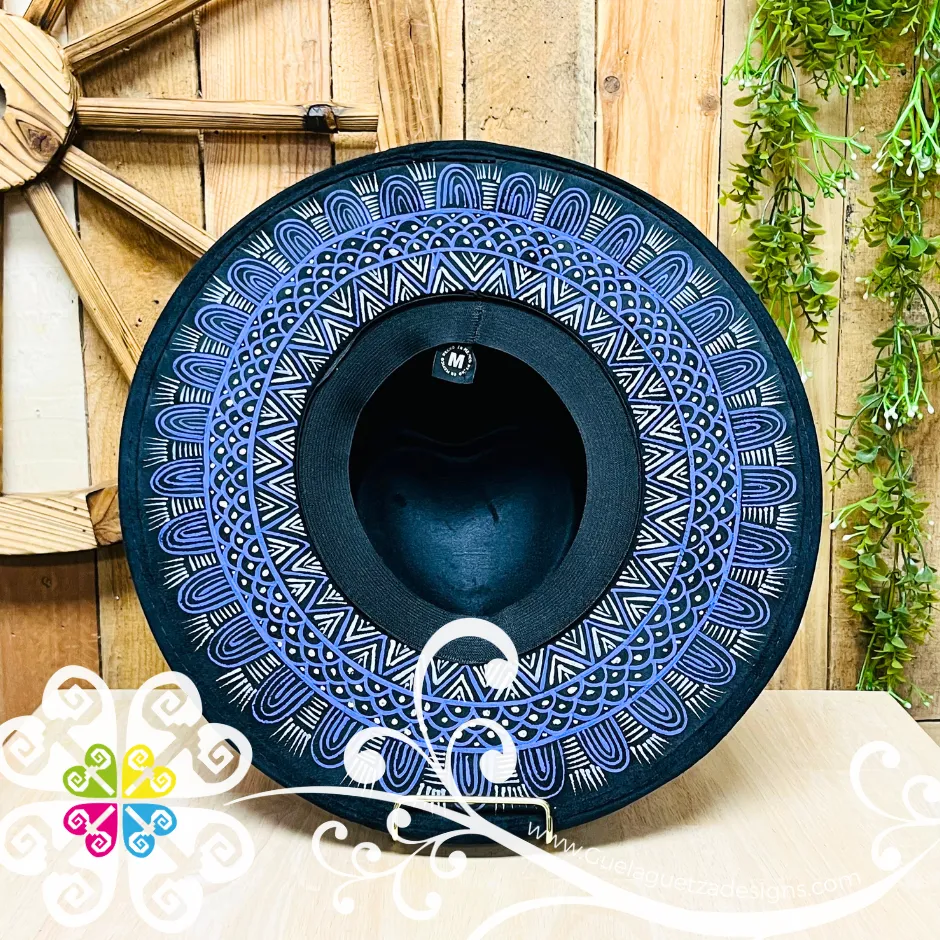 Black Corazon Mitla Velvet Hat - Peek-a-Boo Hand Painted Hat