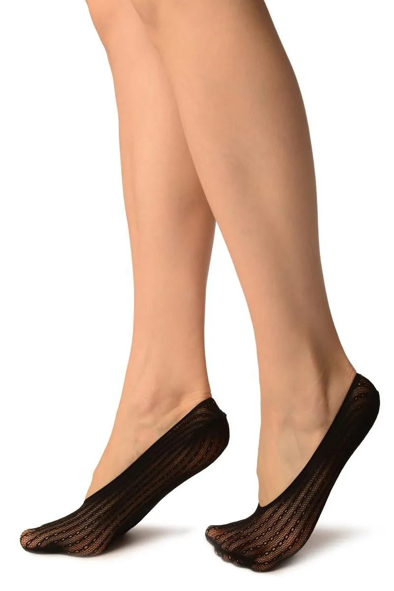 Black Keyholes Stripes Lace Footies