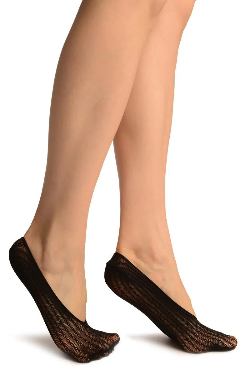 Black Keyholes Stripes Lace Footies