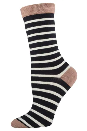 Black Sailor Stripe Bamboo Socks (Women's)