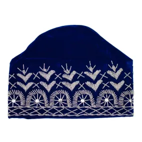 Blue & Silver Beaded Velvet Hat