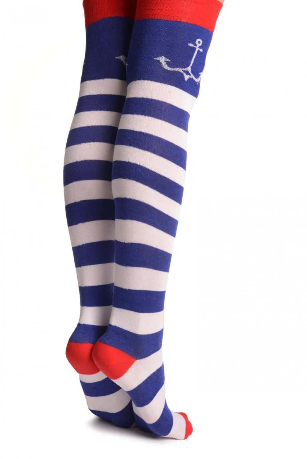 Blue & White Stripes And Anchor