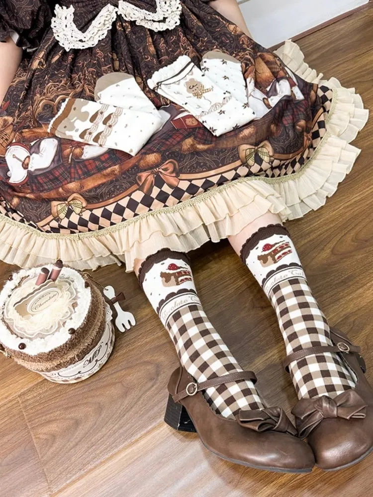Chcoclate Theme Brown Sweet Lolita Calf Socks