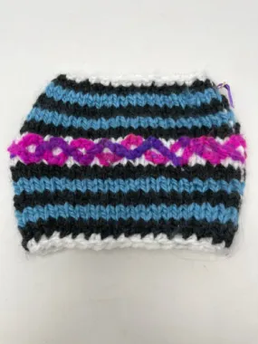 Child's Blue, Black, & White Striped Neck Gaitor