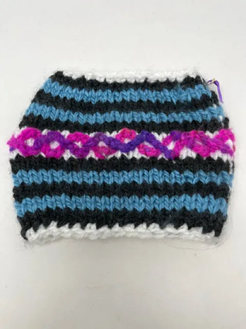 Child's Blue, Black, & White Striped Neck Gaitor