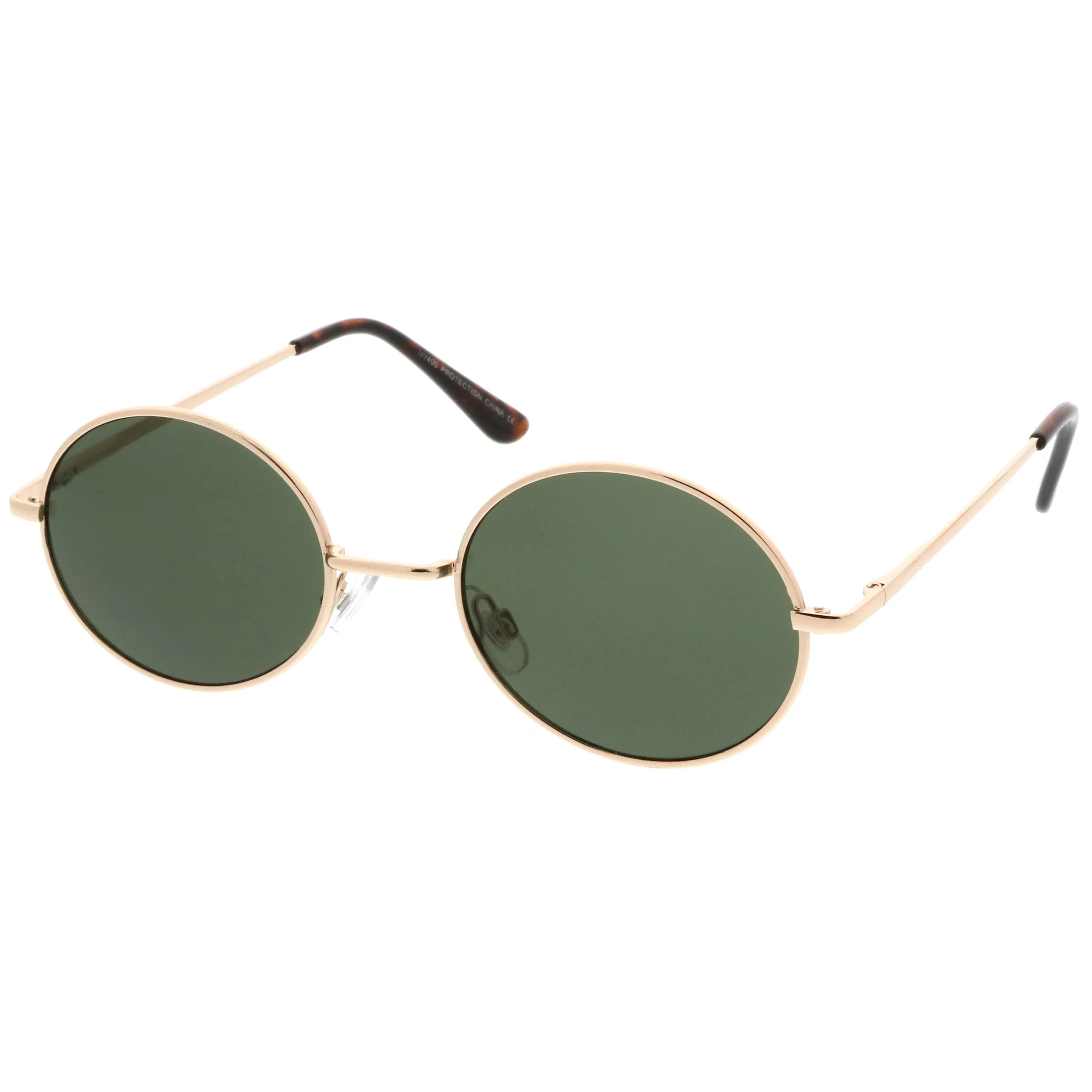 Classic Retro 90's Round Oval Flat Lens Metal Sunglasses C138