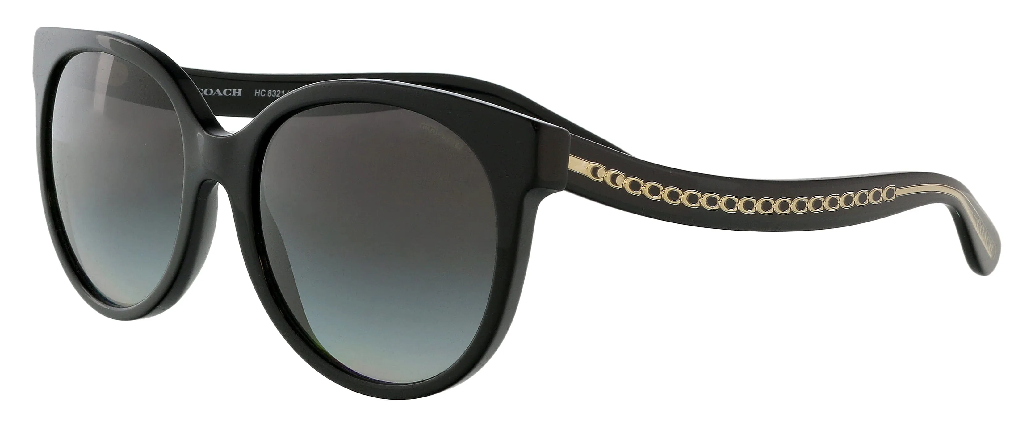 Coach Woman Sunglasses Black Frame, Light Grey Black Gradient Lenses, 55MM