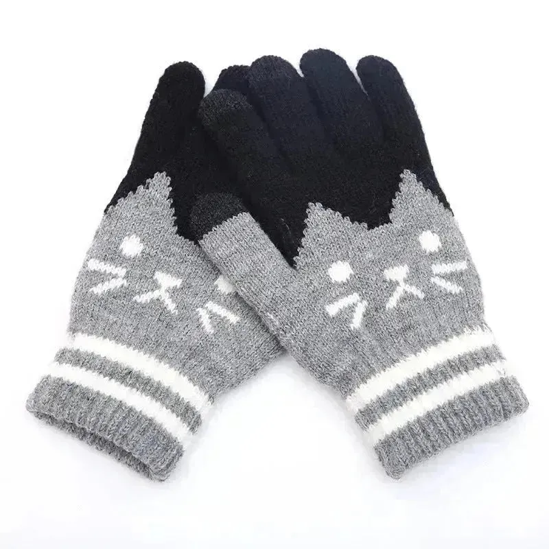 Couple knitted gloves touch screen gloves