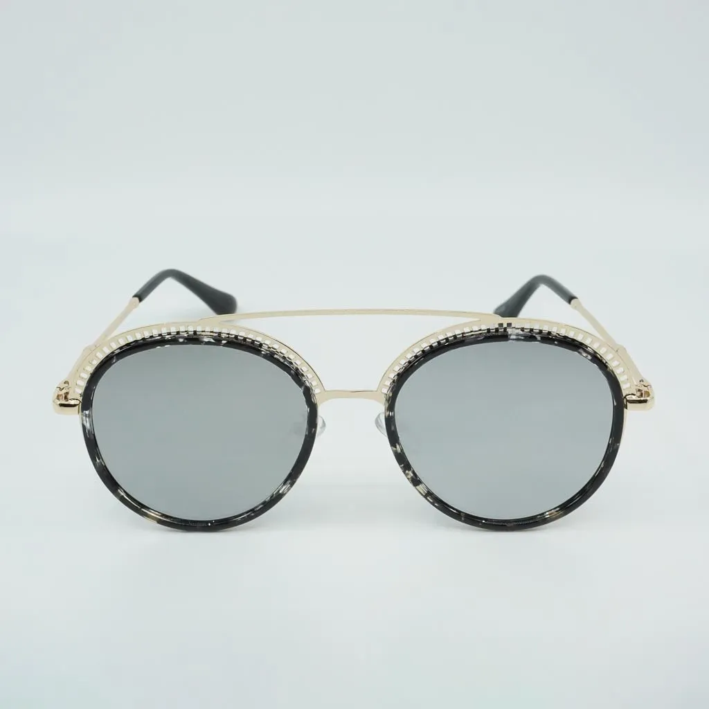 Deevy Crossbar Hollow Out Round Sunglasses