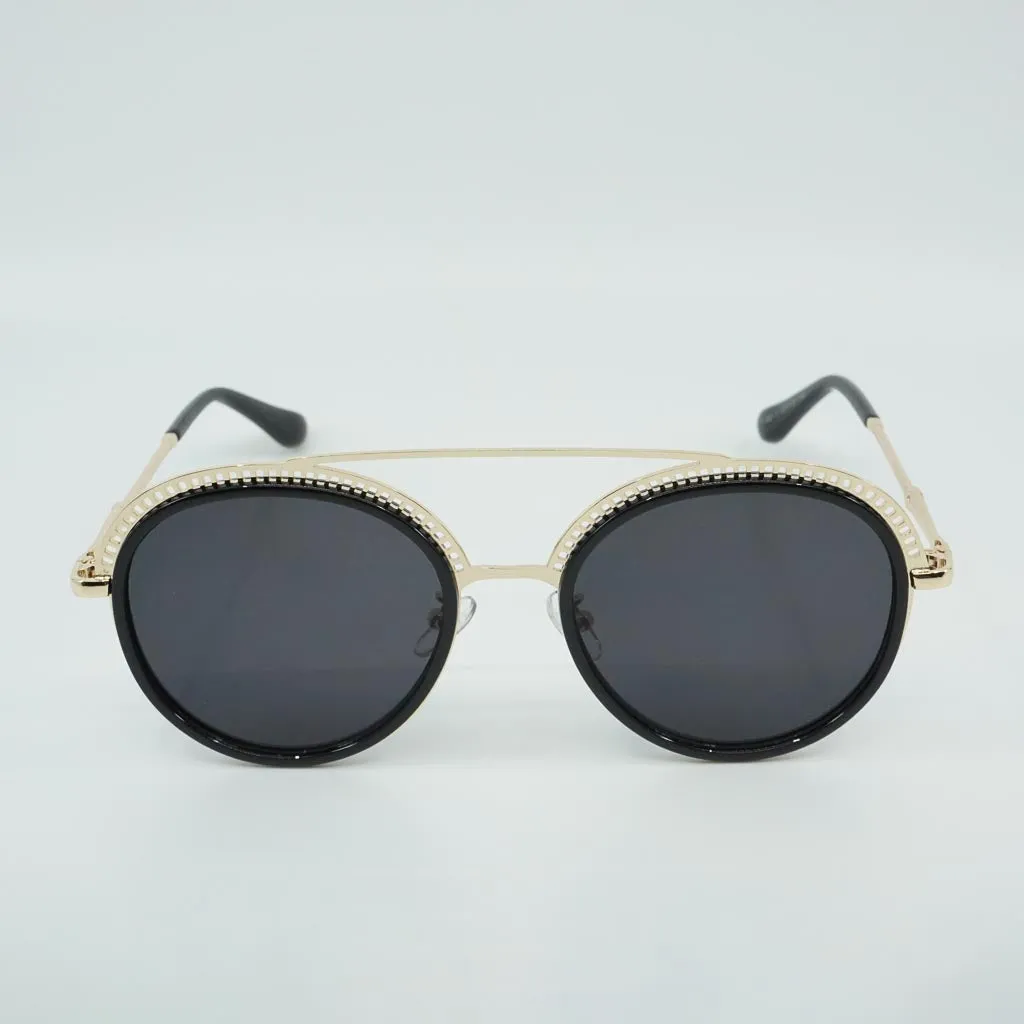 Deevy Crossbar Hollow Out Round Sunglasses