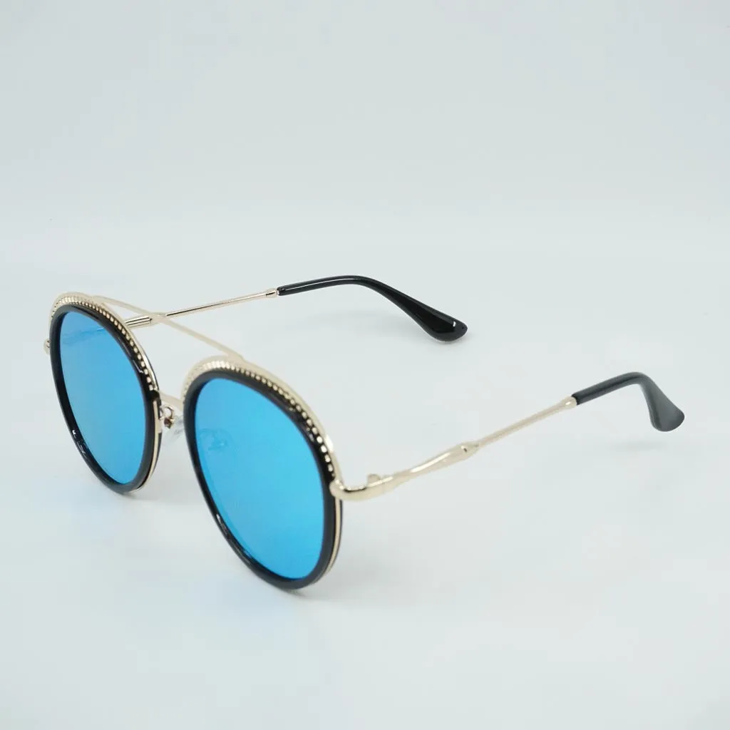 Deevy Crossbar Hollow Out Round Sunglasses