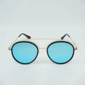 Deevy Crossbar Hollow Out Round Sunglasses