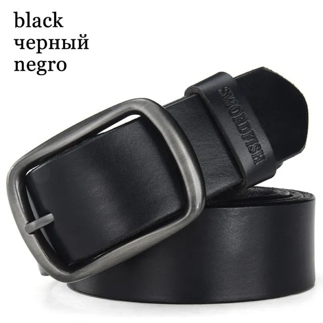 Genuine Leather Vintage Cowhide Pin Buckle Belts