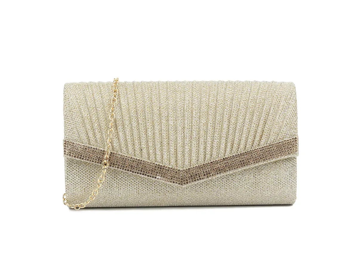 Gold Crystal Glitter Clutch Bag