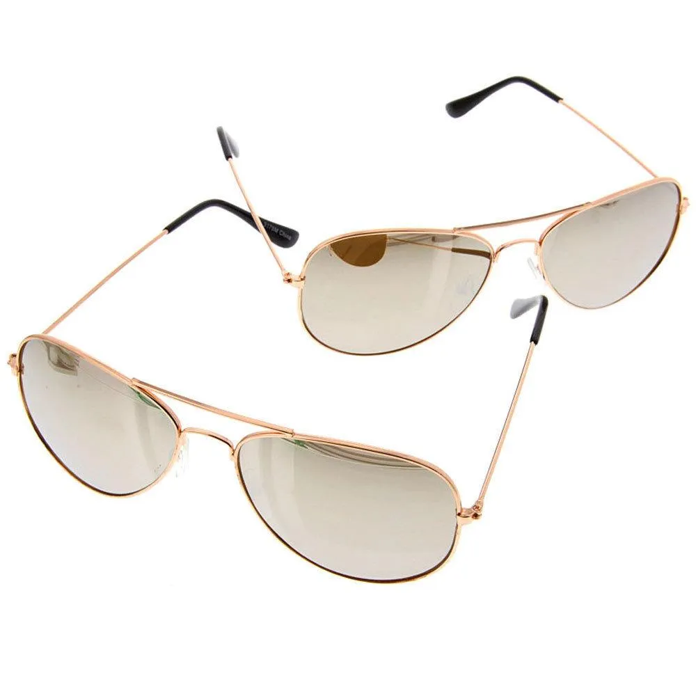 grinderPUNCH 2 Pack Copper Mirrored Aviator Sunglasses