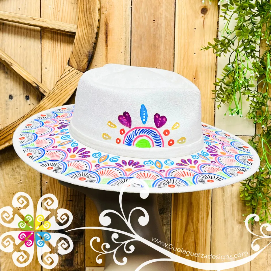 Khaki Heart Mitla Velvet Hat - Hand Painted Hat