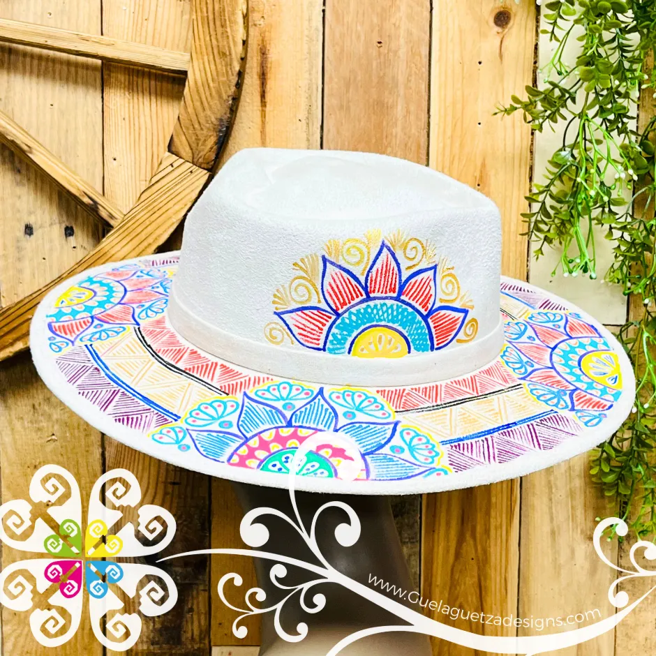 Khaki Heart Mitla Velvet Hat - Hand Painted Hat