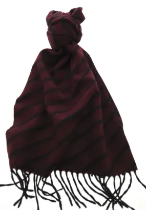 Lanvin Pure Cashmere Scarf – Striped Burgundy and Black, Fringed Luxury