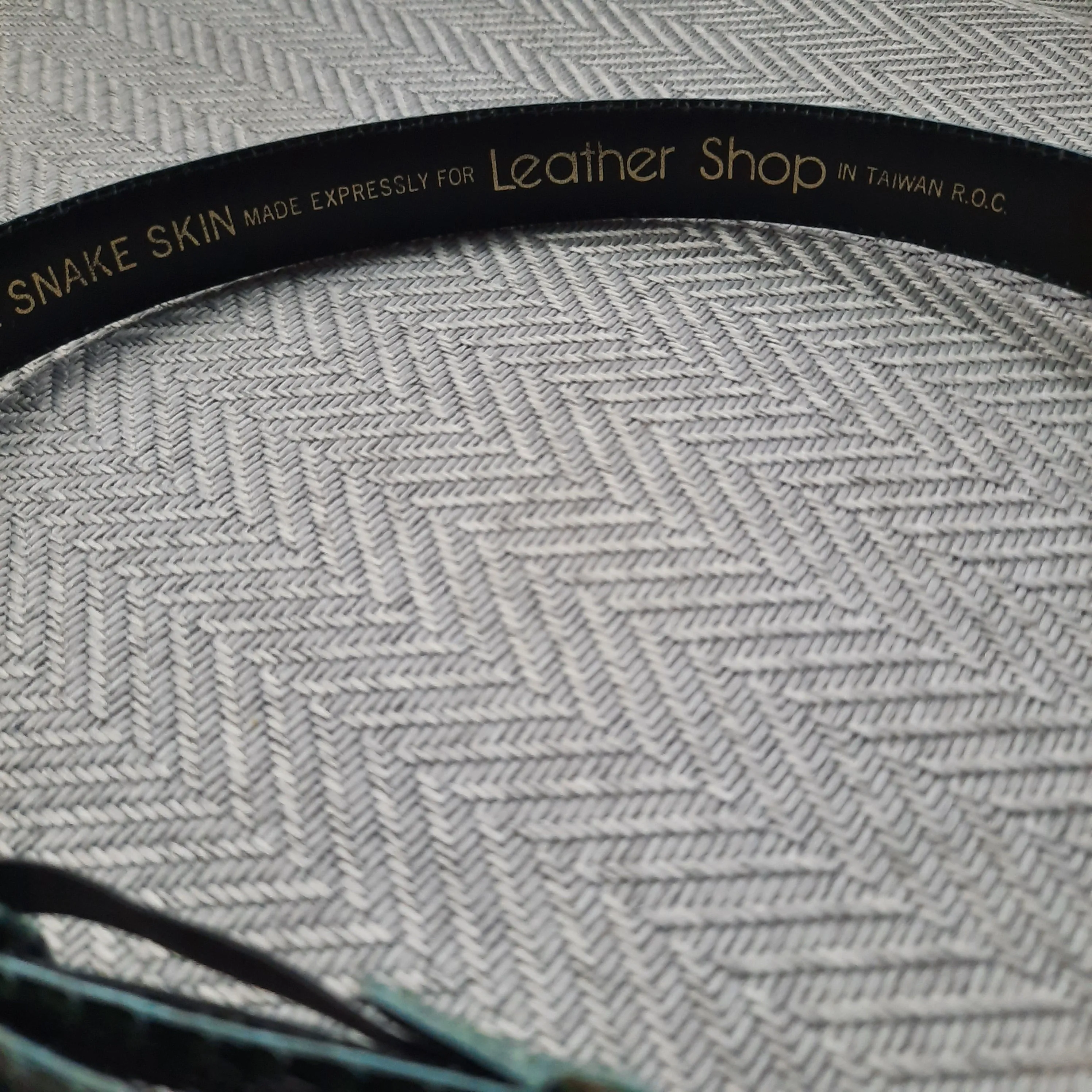 Leather Shop Green Genuine Snakeskin Leather Belt Size S