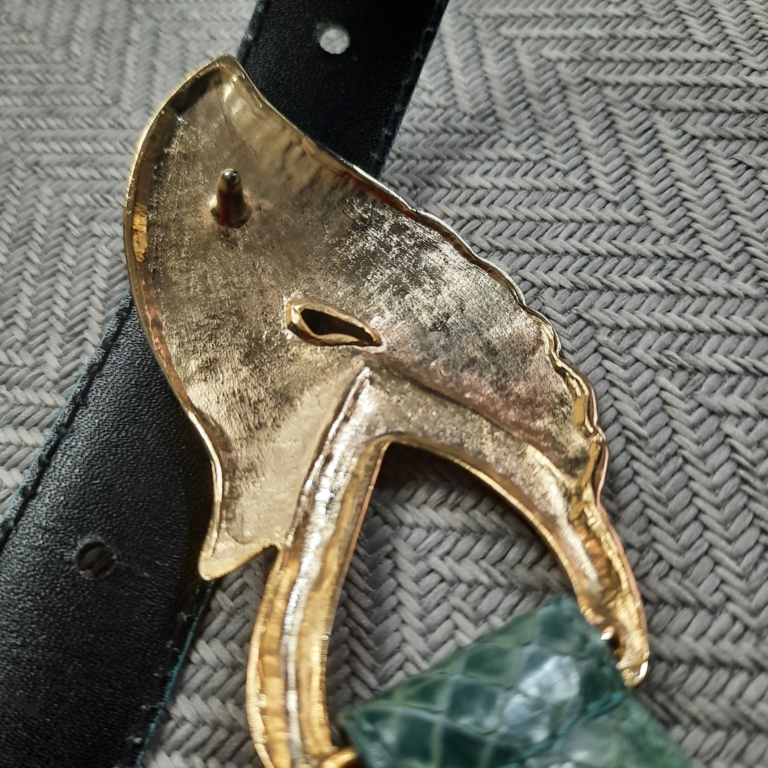 Leather Shop Green Genuine Snakeskin Leather Belt Size S