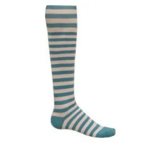 Light Blue Mini Hoop Striped Athletic Knee High Socks (Medium)